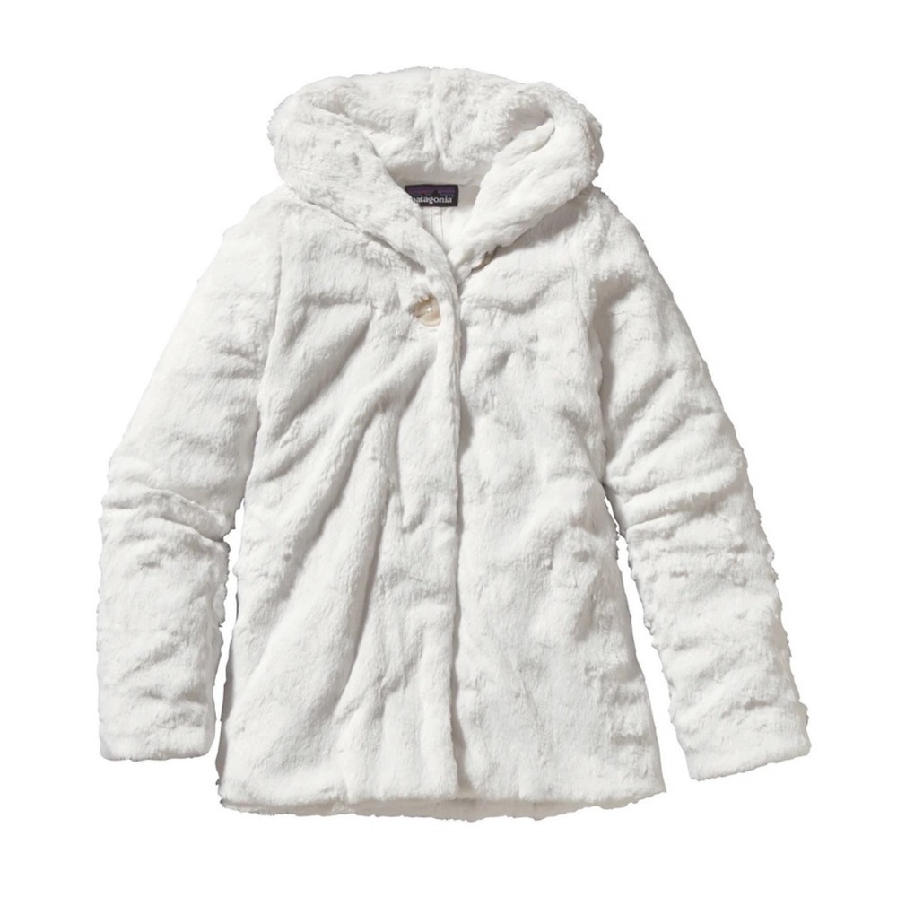 Patagonia Girls Pelage Jacket Birch White High Pile Fleece Teddy Cozy XL 14